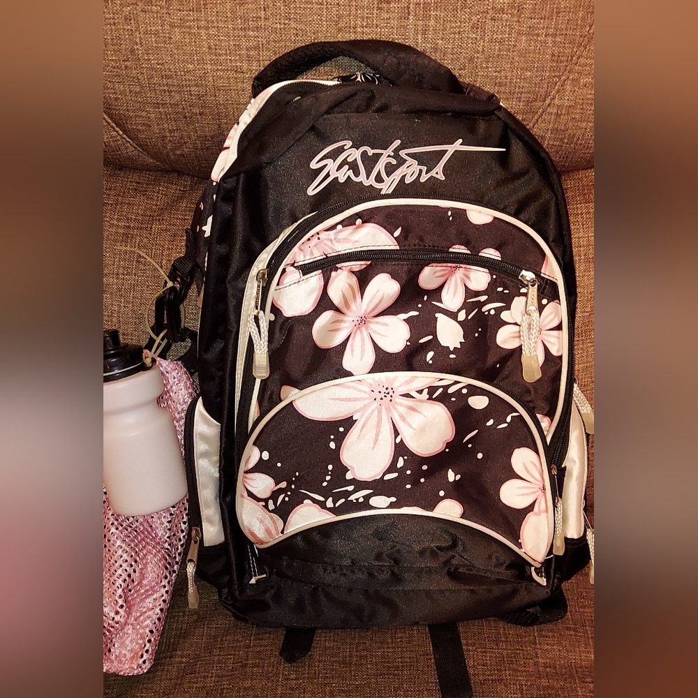 New Black and Pink Floral Women's Backpack